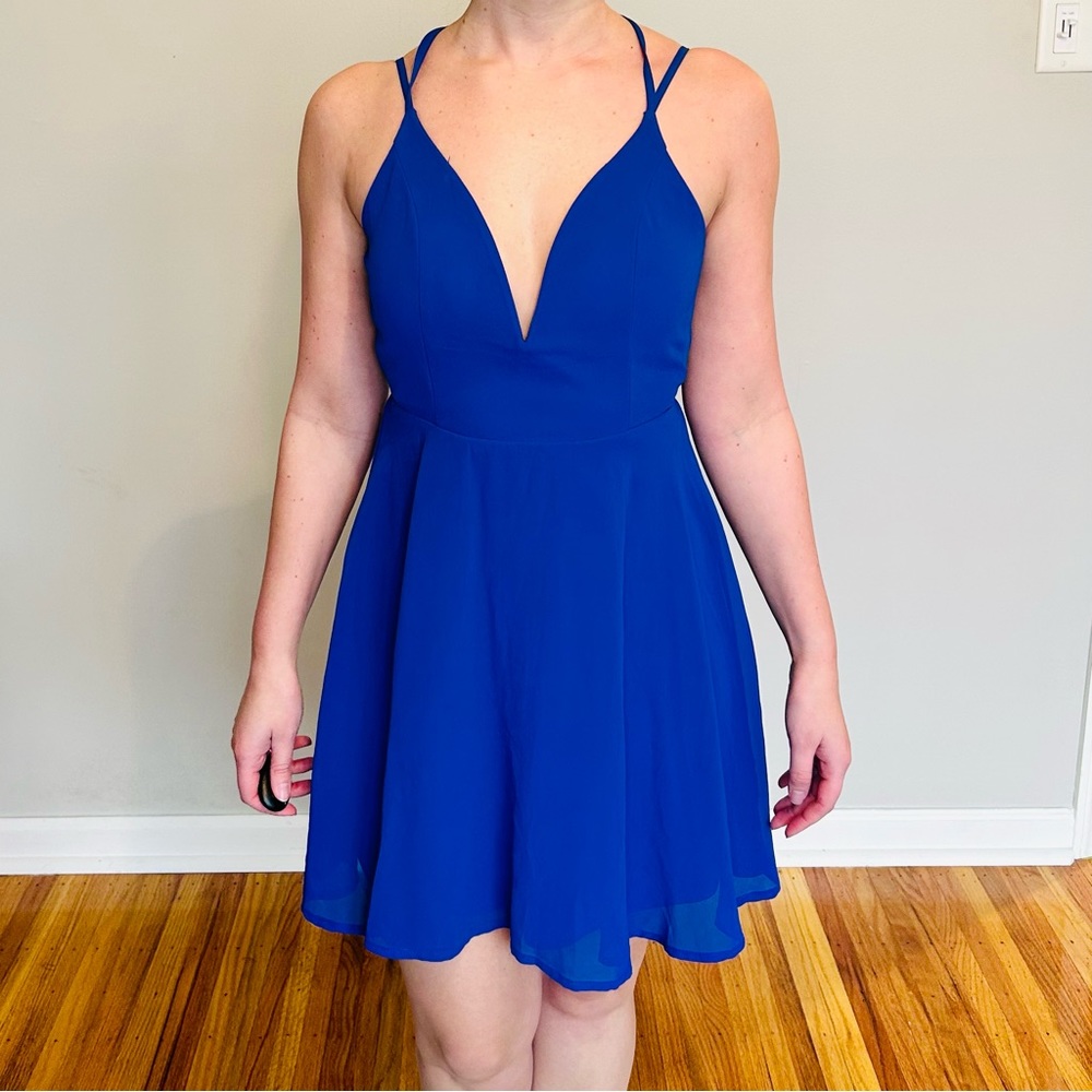 NEW Charlotte Russe Blue Chiffon Backless Dress